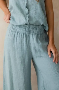 Clearance Amara Pant - Blue - IC22 Linen Lovers|Ladies Pants