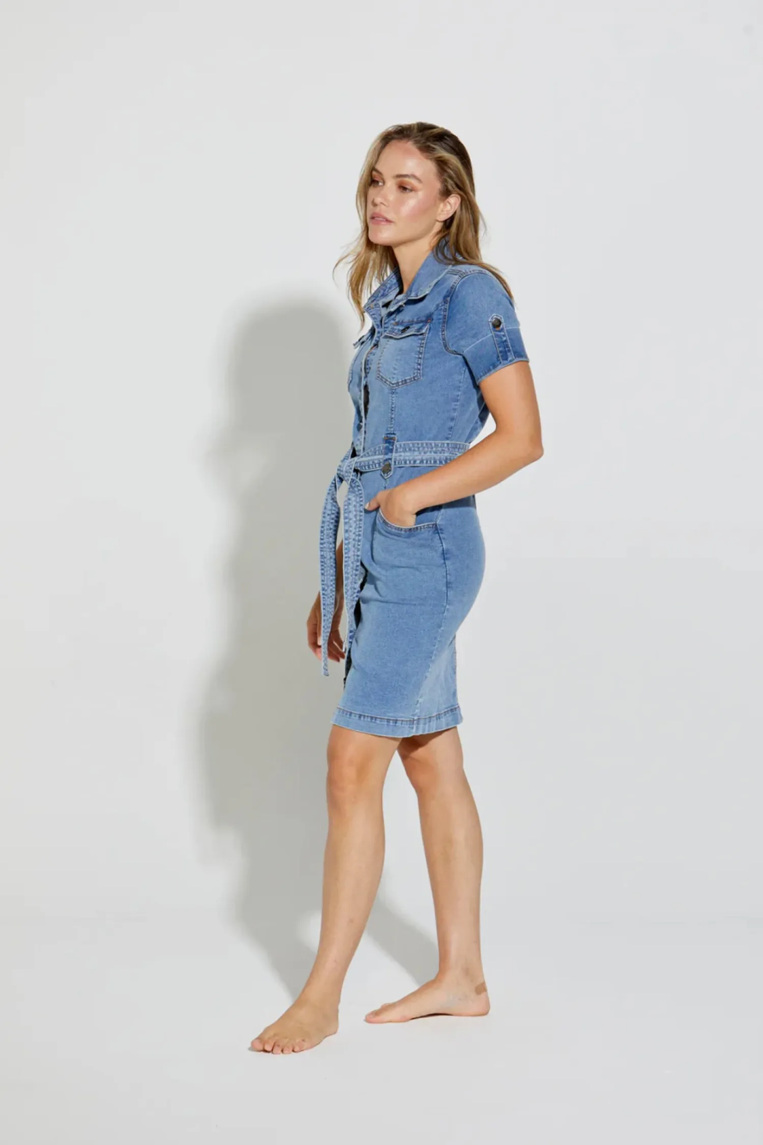 Discount Argyll Trench Dress - Light Wash - NLJ2 Dresses