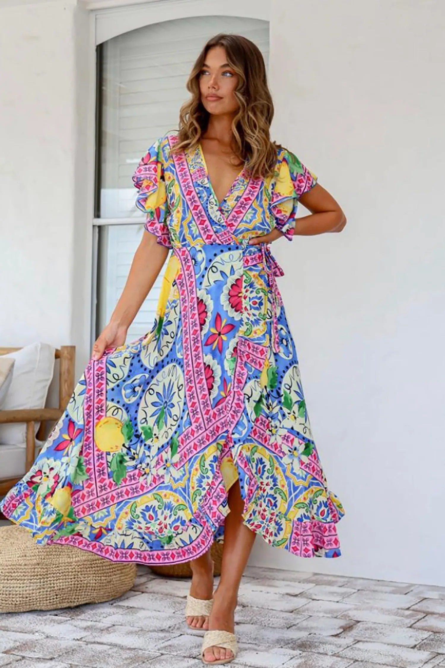 Sale Ava Wrap Dress - Lemon - LT3 Dresses