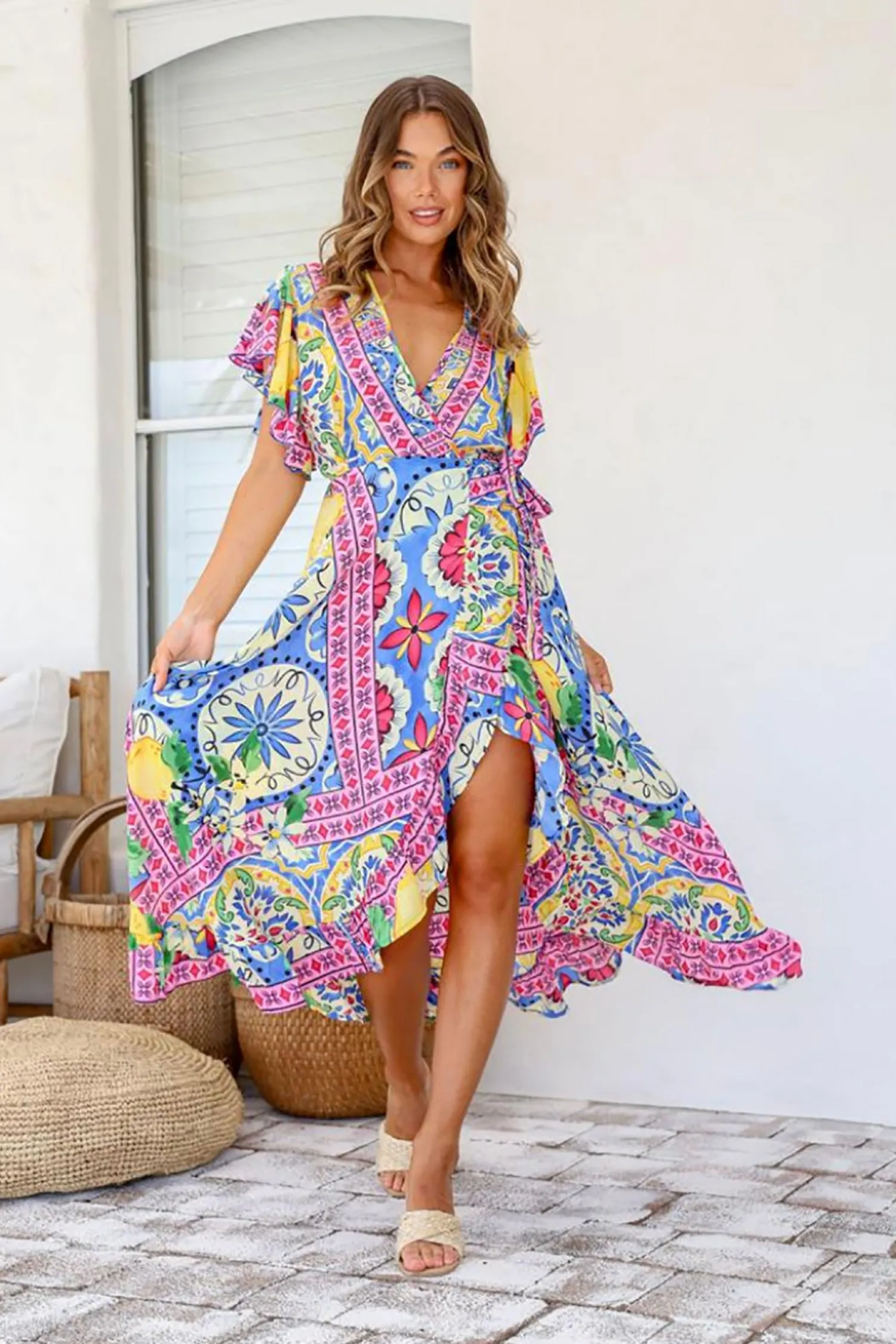 Sale Ava Wrap Dress - Lemon - LT3 Dresses