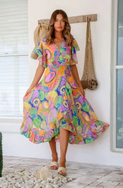 Online Ava Wrap Dress - Melon - LT3 Dresses