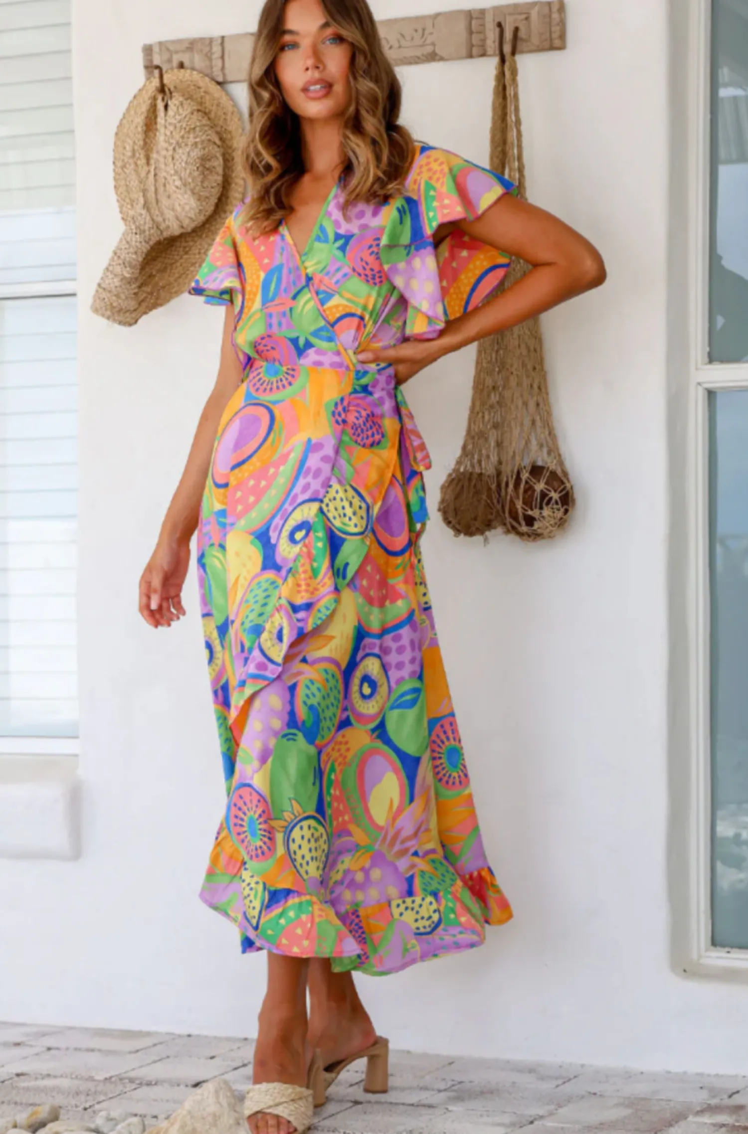 Online Ava Wrap Dress - Melon - LT3 Dresses
