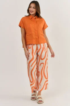 Clearance Aviva Linen Shirt - Tamarind - OJ46 Shirts & Tops
