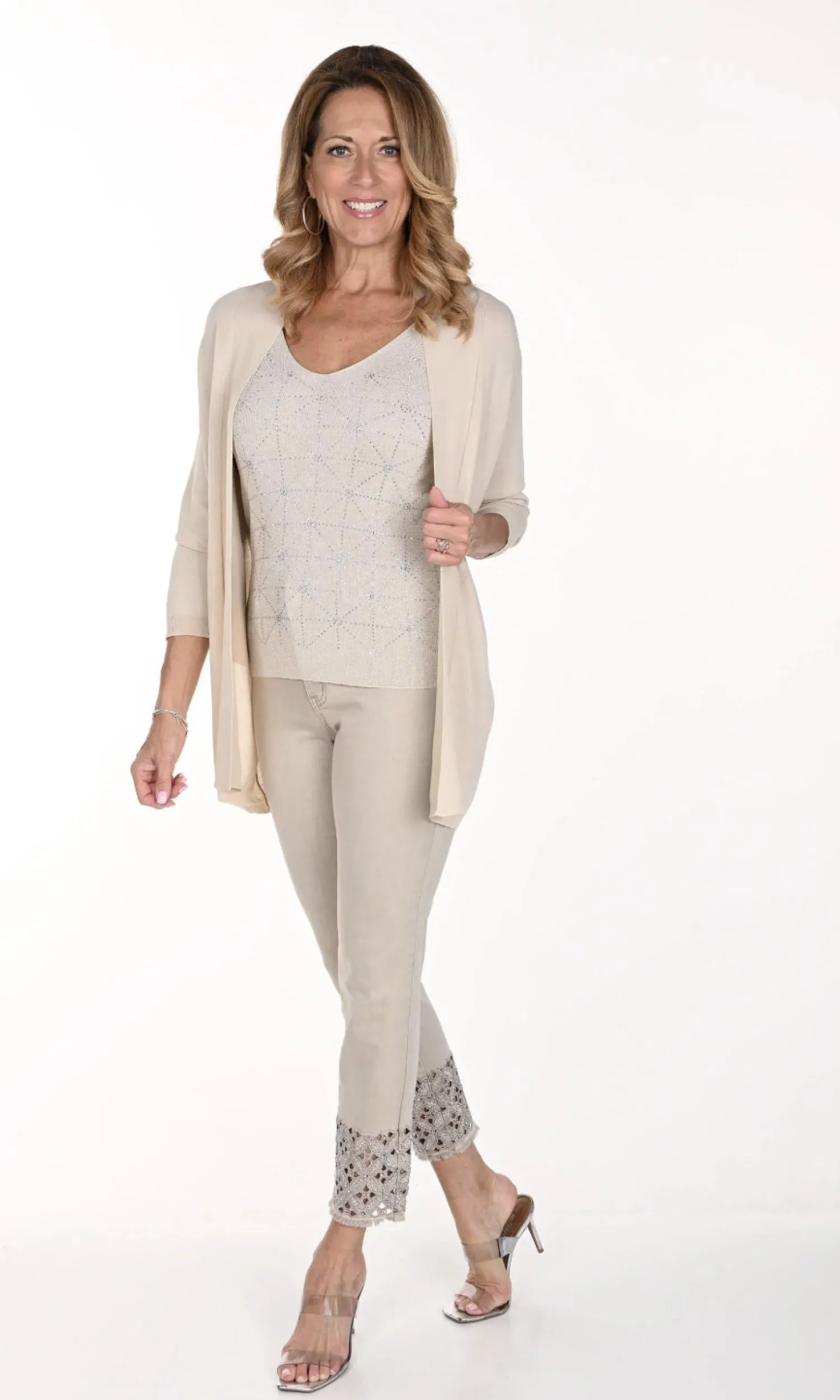 Clearance Beige Ankle Detail Jeans - FL277 Women Women's Jeans