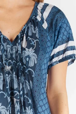 Hot Blakely Shirred Dress - Navy - LL45 Dresses