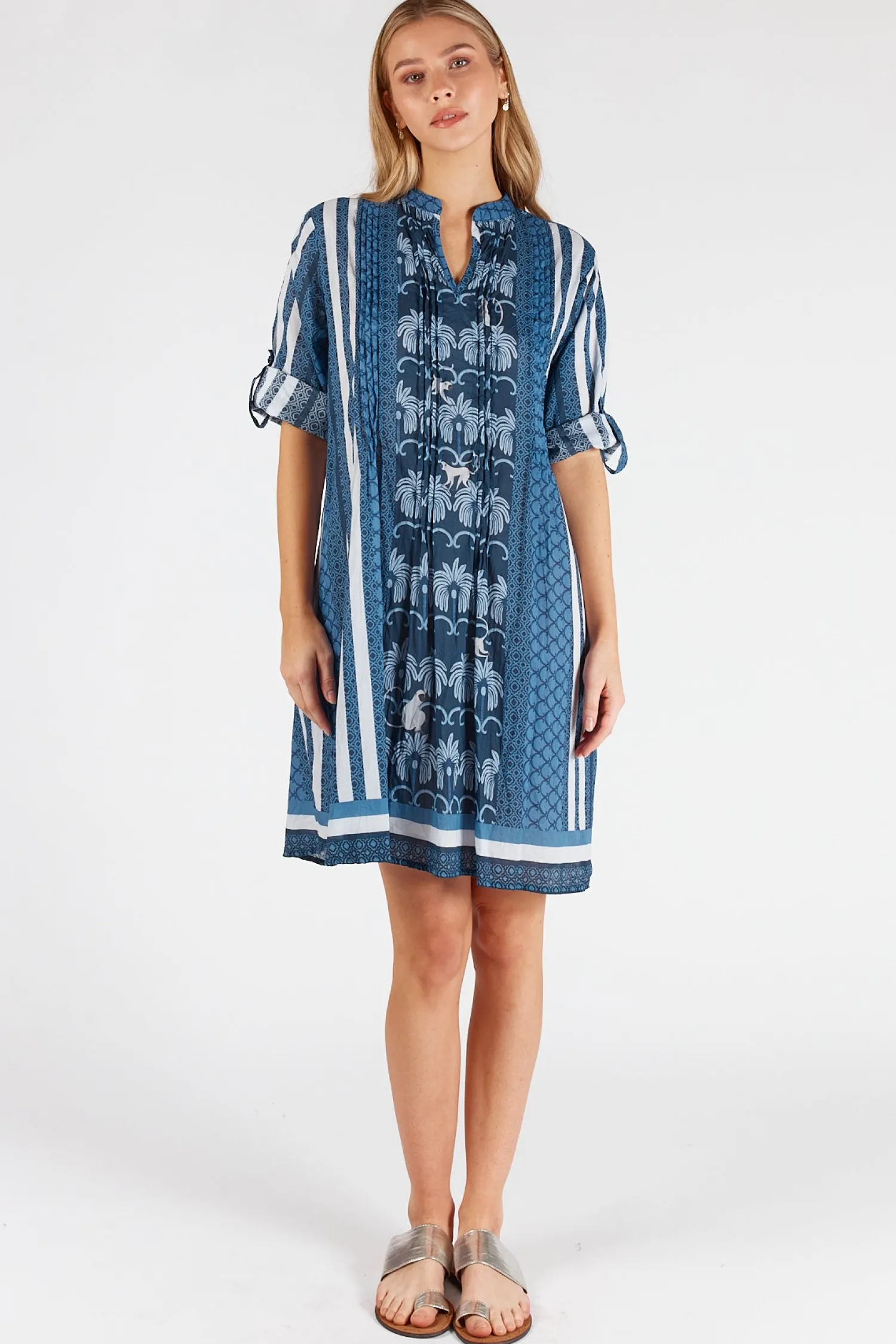 Sale Blakely Tucked Dress - Navy - LL48 Dresses