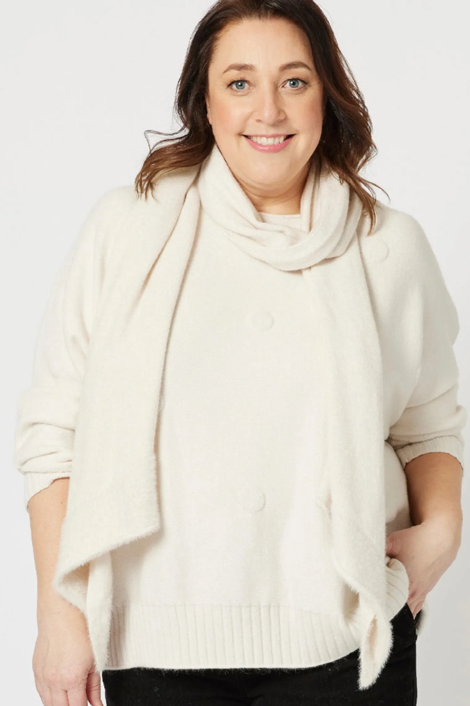 Outlet Brooke Spot Knit With Scarf - GS18 Jumpers & Knitwear