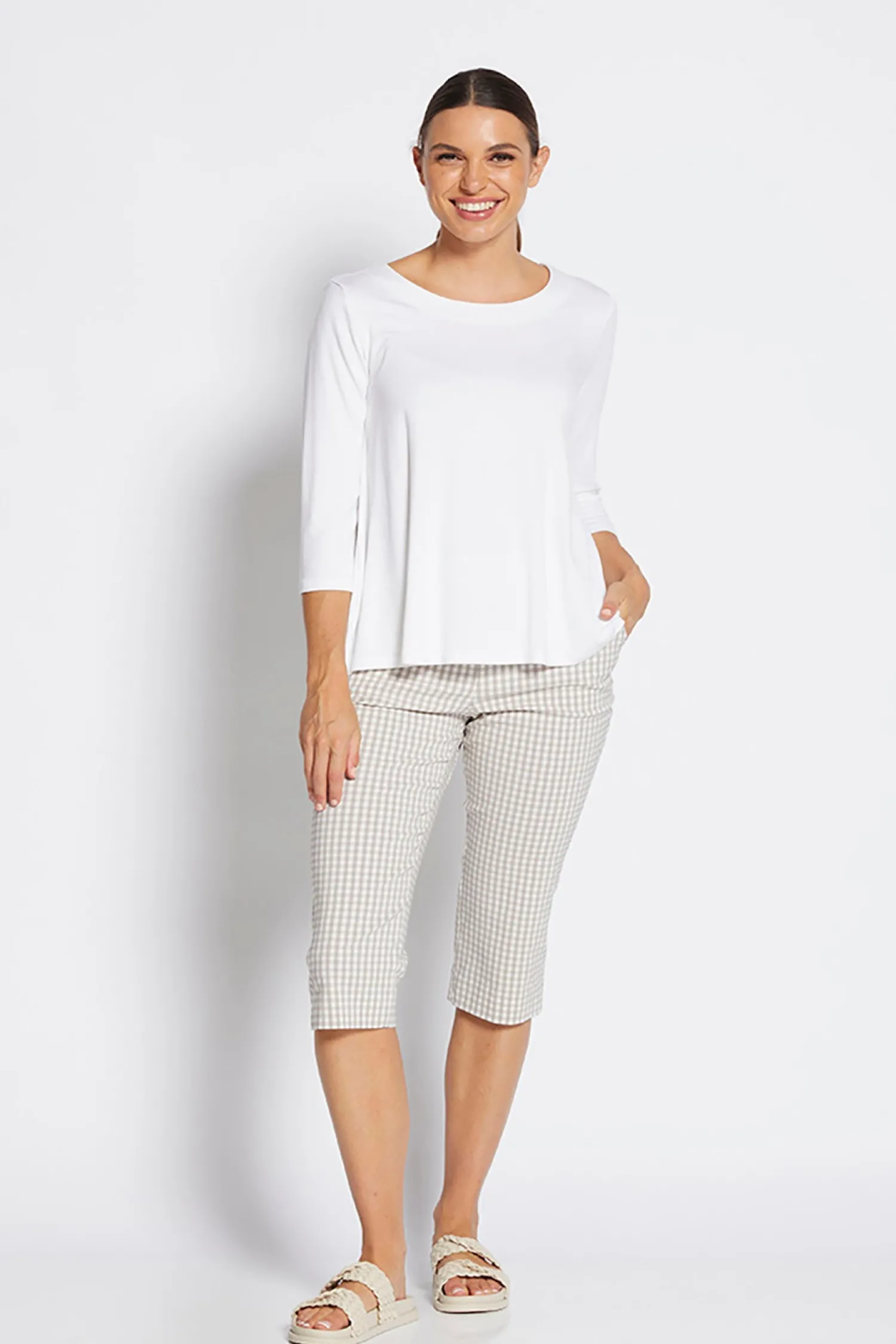 Hot Capri Pocket Pant - Gingham - PH45 Ladies Pants