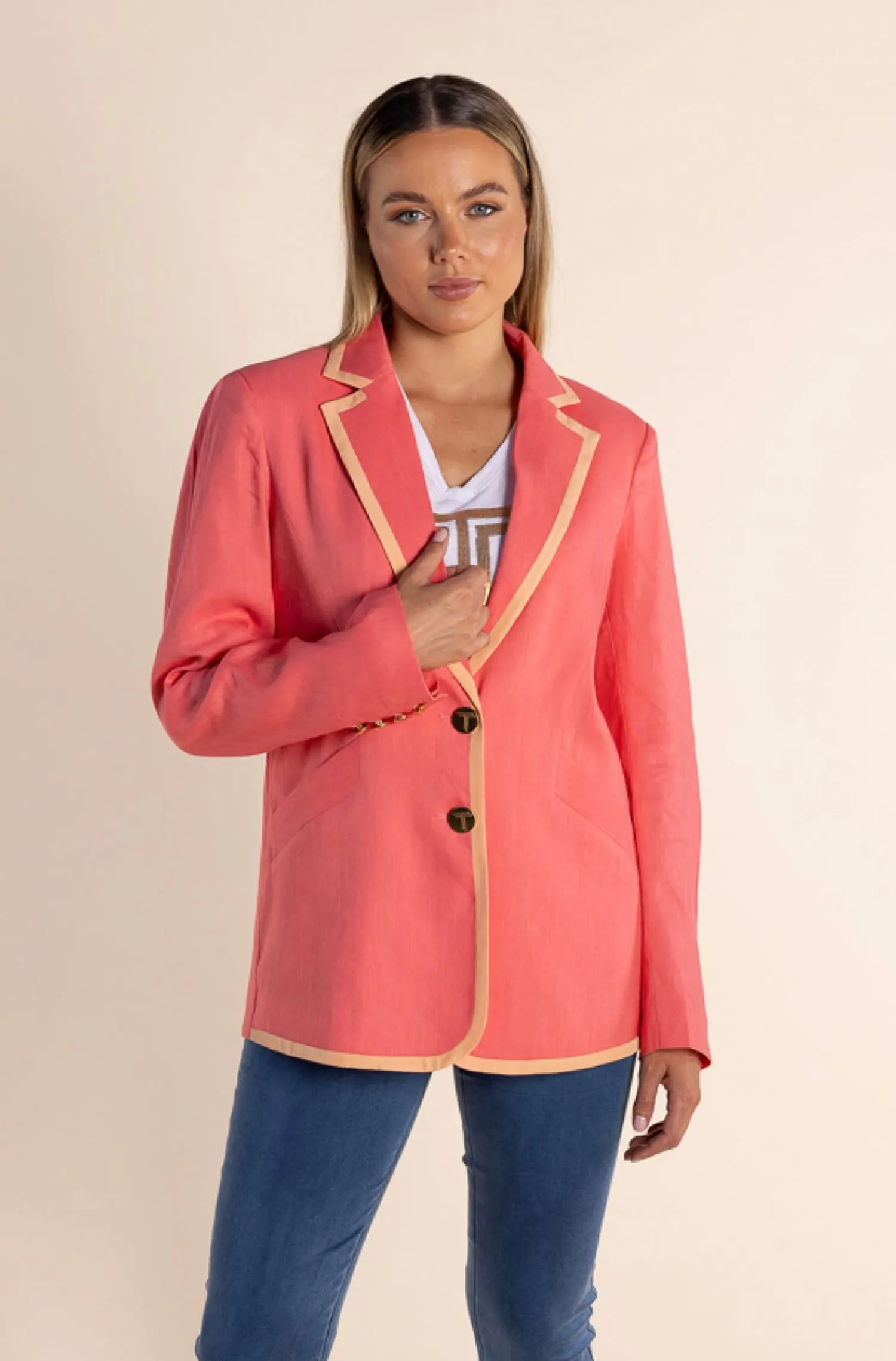 Clearance Cara Blazer - Coral/Manderine - TT45 Coats & Jackets