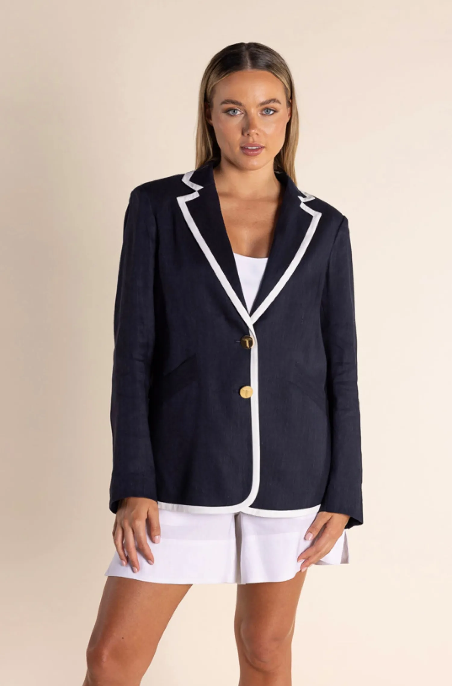 Cara Blazer - Navy/White - TT45 Coats & Jackets
