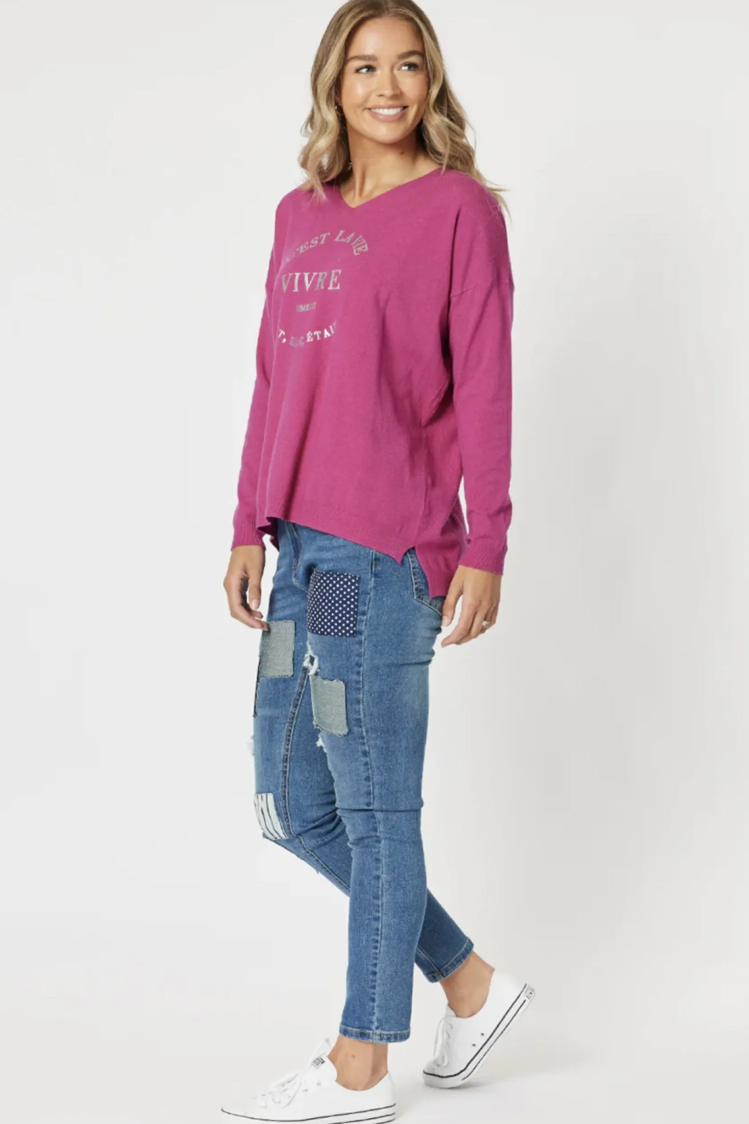Discount Cest La Vie Sweat - Fuchsia - TZ21 Jumpers & Knitwear