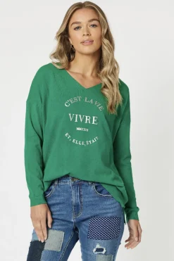 Sale Cest La Vie Sweat - Ivy - TZ21 Jumpers & Knitwear