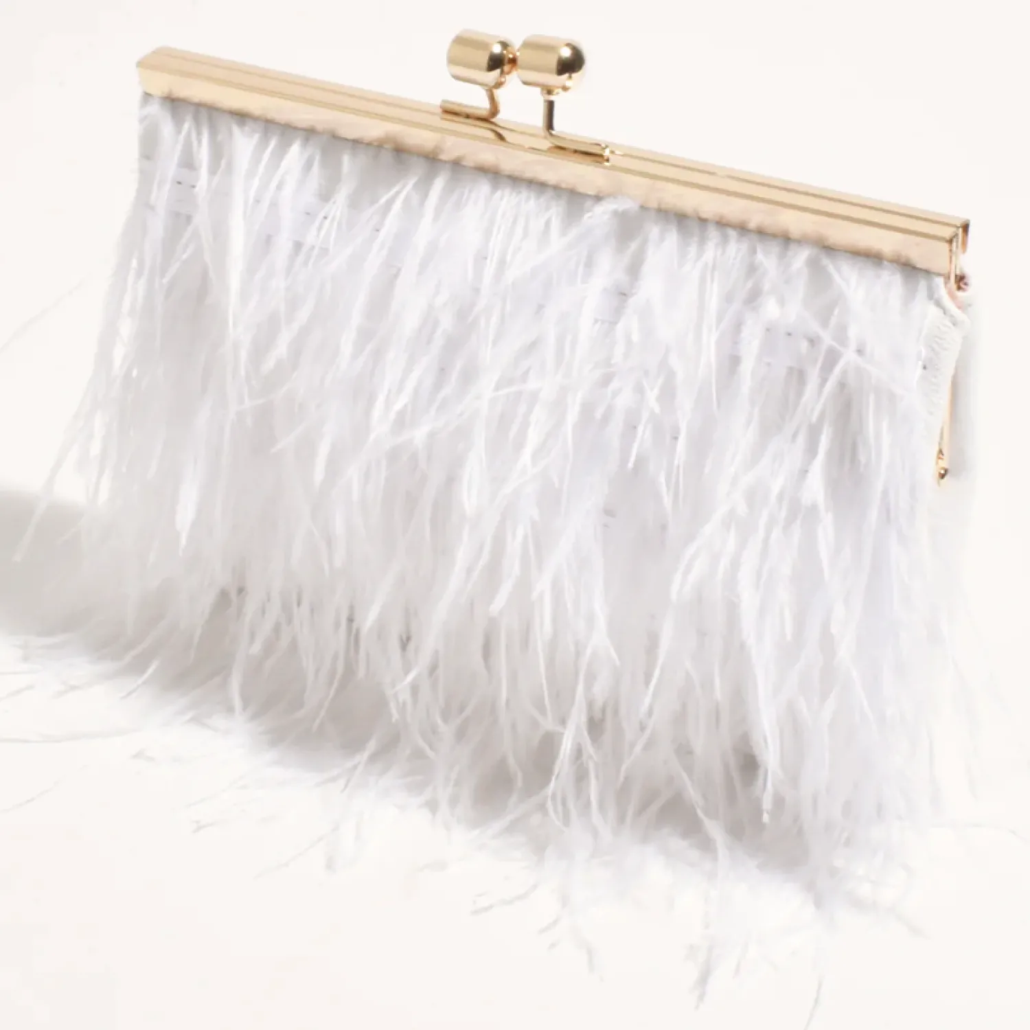 Online Cher Feather Floaty Clutch - White - AD13 Handbags