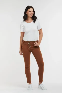 Sale Classic Button Jeans - Brick - IS10 Women Women's Jeans