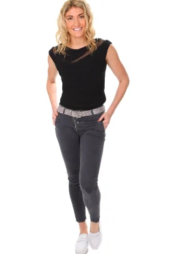 Best Classic Button Jeans - Charcoal - IS10 Women Women's Jeans