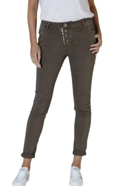 Sale Classic Button Jeans - Chocolate - IS10 Women Women's Jeans