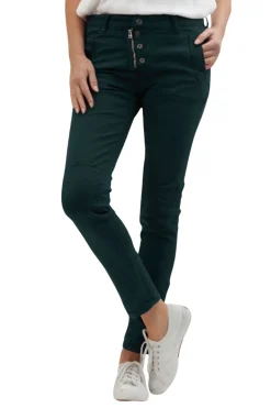 Hot Classic Button Jeans - Forest - IS10 Women Women's Jeans