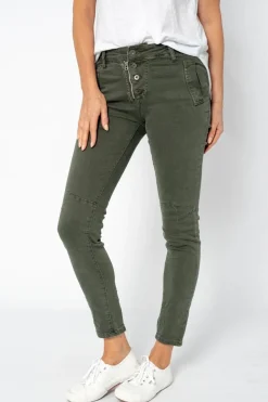Best Classic Button Jeans - Military - IS10 Women Women's Jeans