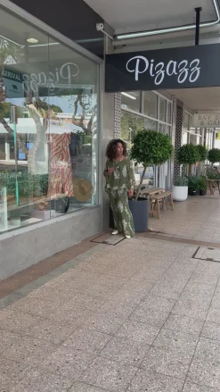 Outlet Clover Print Top - Khaki/Cream - CG36 Shirts & Tops