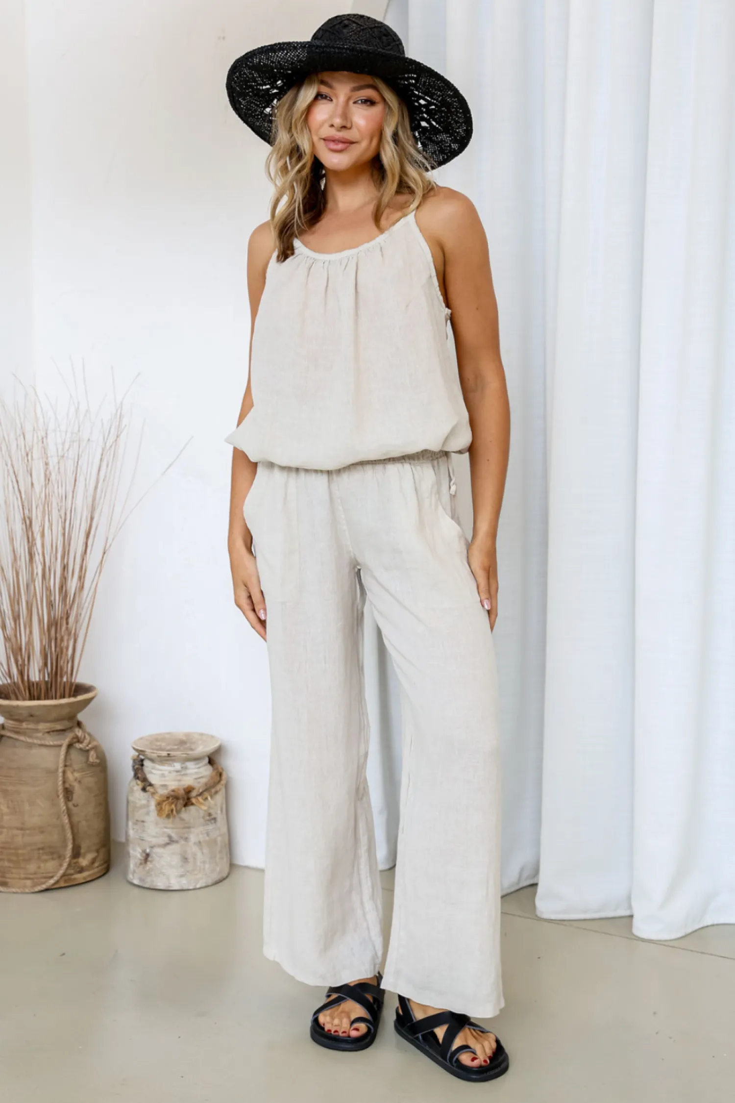 New Comodo Singlet Top - Sand - FA26 Linen Lovers|Shirts & Tops
