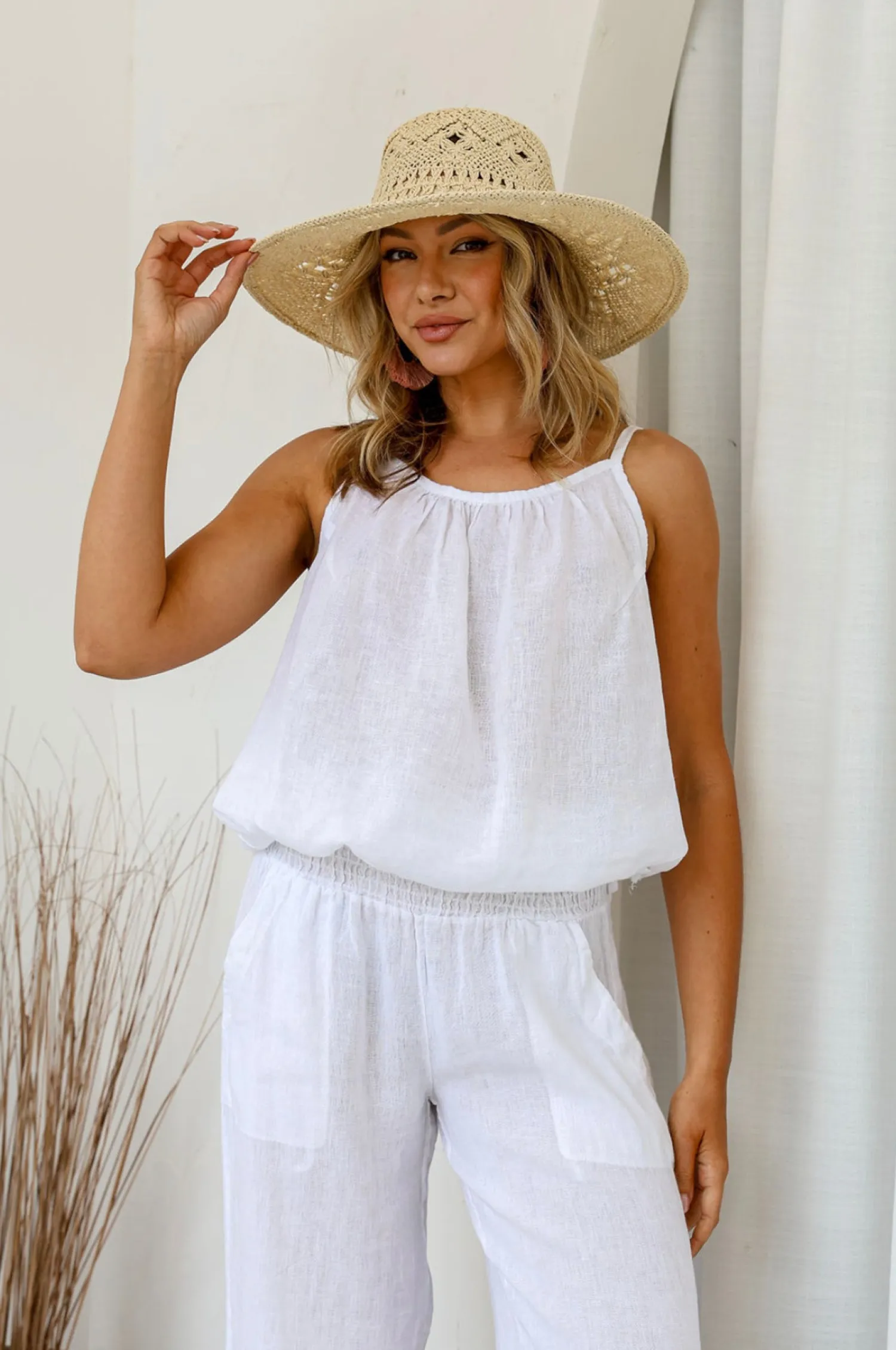 Comodo Singlet Top - White - FA26 Linen Lovers|Shirts & Tops