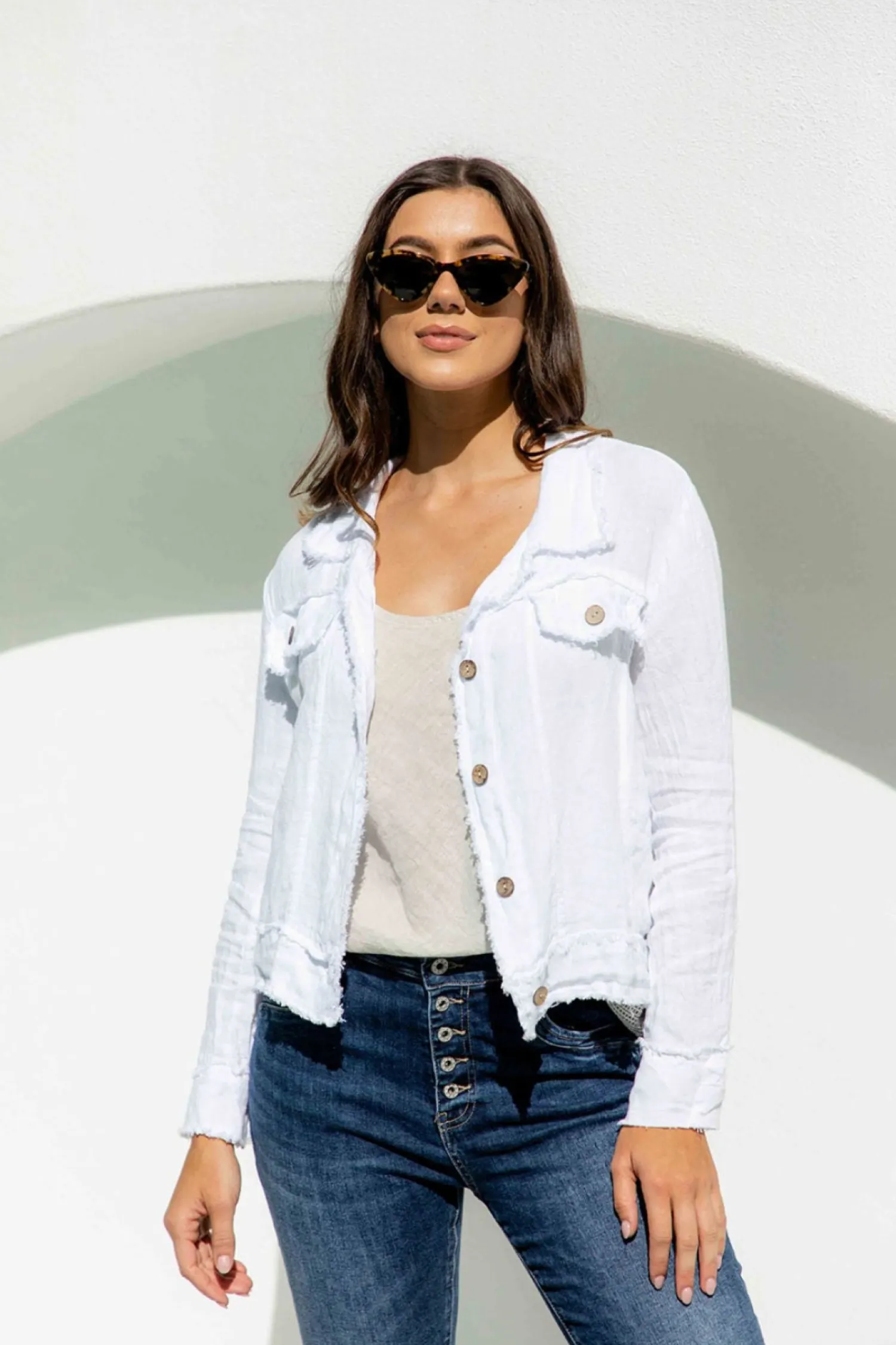 Clearance Corte Jacket - White - IC57 Linen Lovers|Coats & Jackets