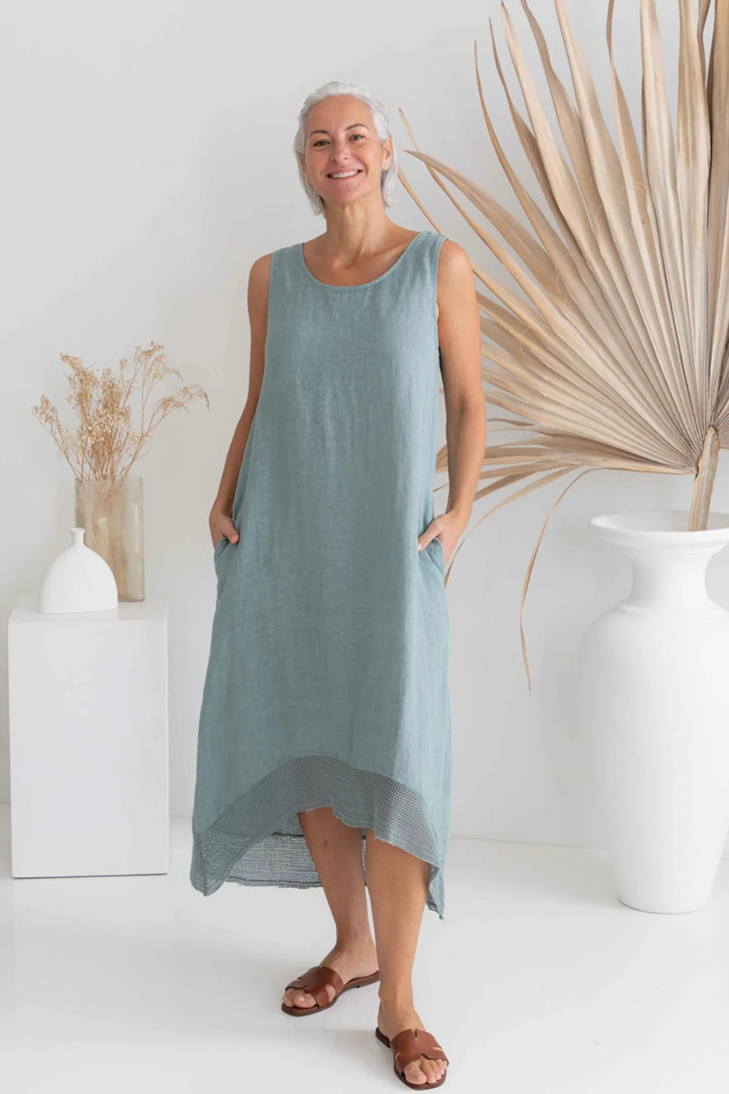 Clearance Cortina Dress - Blue - IC50 Linen Lovers|Dresses