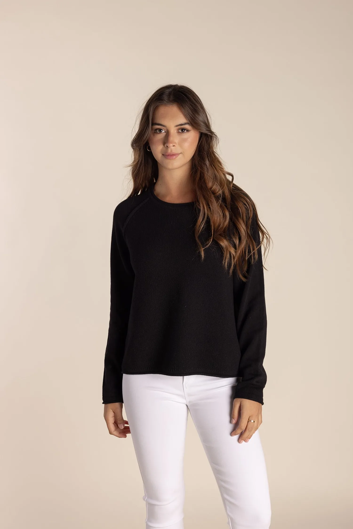 Cropped Crew Neck - Black - TT2 Jumpers & Knitwear