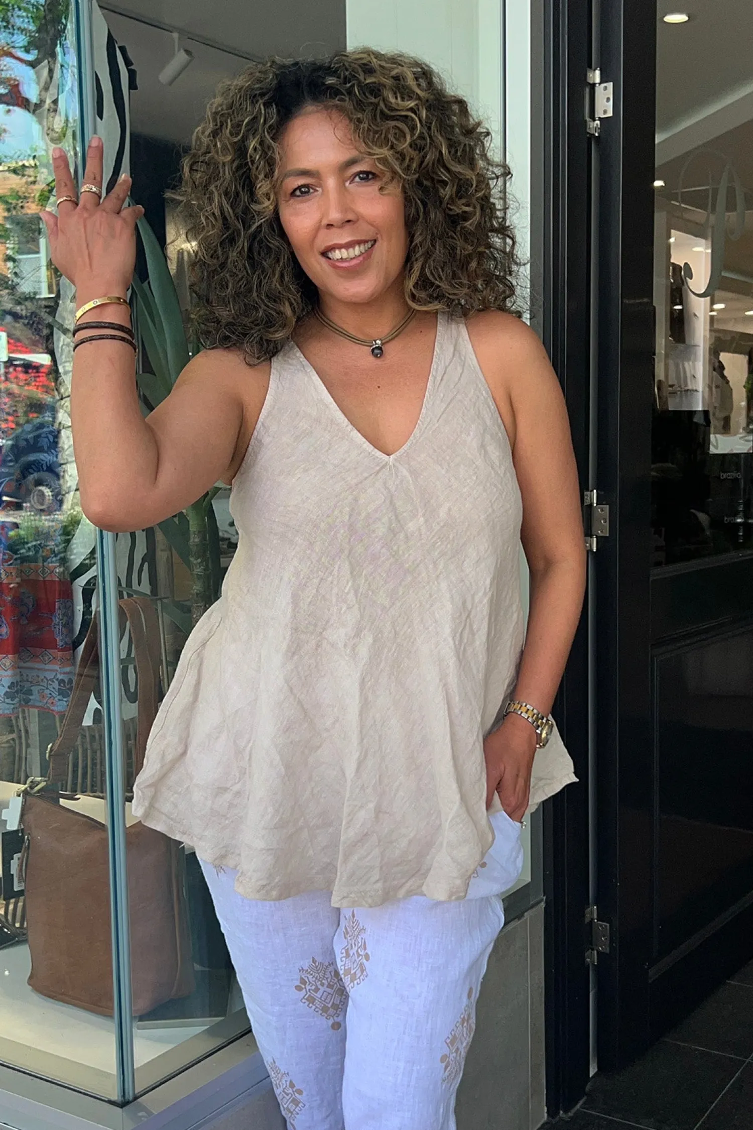 New Daisy Sleeveless Top - Natural - CG46 Linen Lovers|Shirts & Tops
