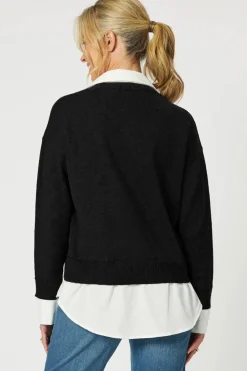 Outlet Dee 2 In 1 Jumper - Black - GS14 Jumpers & Knitwear