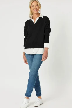 Outlet Dee 2 In 1 Jumper - Black - GS14 Jumpers & Knitwear