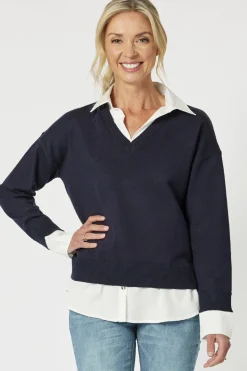 Discount Dee 2 In 1 Jumper - Navy - GS14 Jumpers & Knitwear