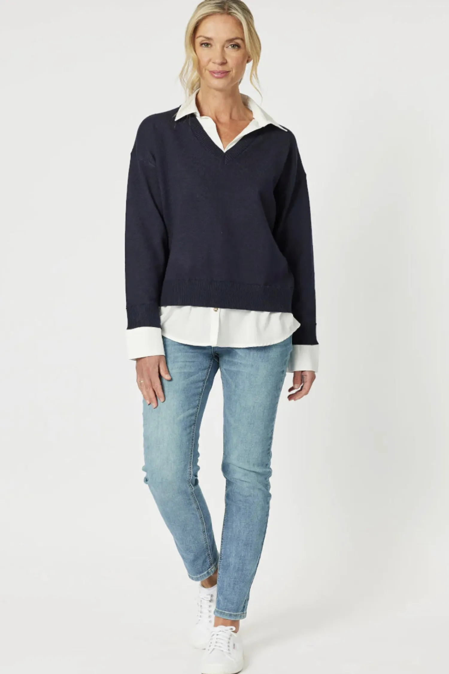 Discount Dee 2 In 1 Jumper - Navy - GS14 Jumpers & Knitwear