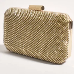Hot Diamante Mesh Clutch - Gold Crystal - AD17 Handbags
