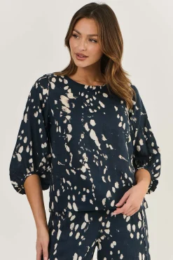 Hot Ember Linen Top - Universe - OJ40 Linen Lovers|Shirts & Tops