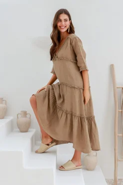 Emily Dress - Mocha - IC40 Linen Lovers|Dresses