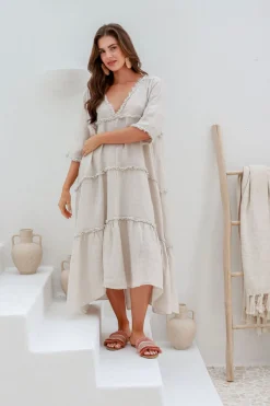 Clearance Emily Dress - Sand - IC40 Linen Lovers|Dresses