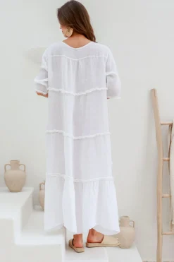 Sale Emily Dress - White - IC40 Linen Lovers|Dresses