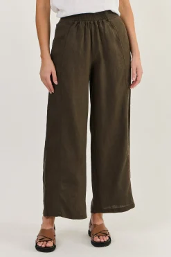 Sale Faith Linen Pant - Espresso - OJ39 Ladies Pants