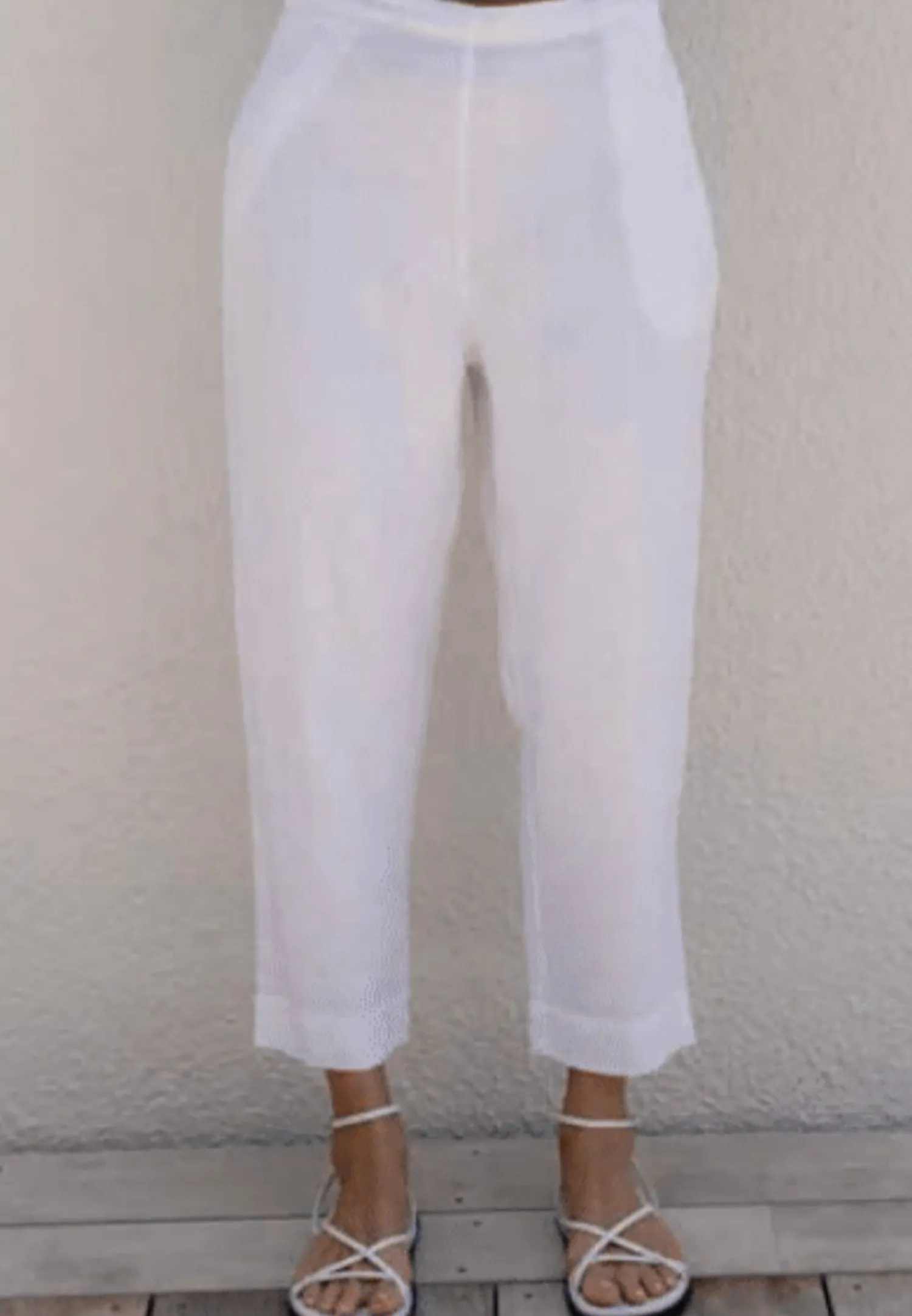 Discount Flat Front 7/8 Pant - White - SS15 Ladies Pants