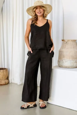 Clearance Fleur Pant - Black - FA29 Linen Lovers|Ladies Pants