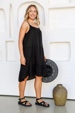 Outlet Flirty Dress - Black - FA28 Linen Lovers|Dresses