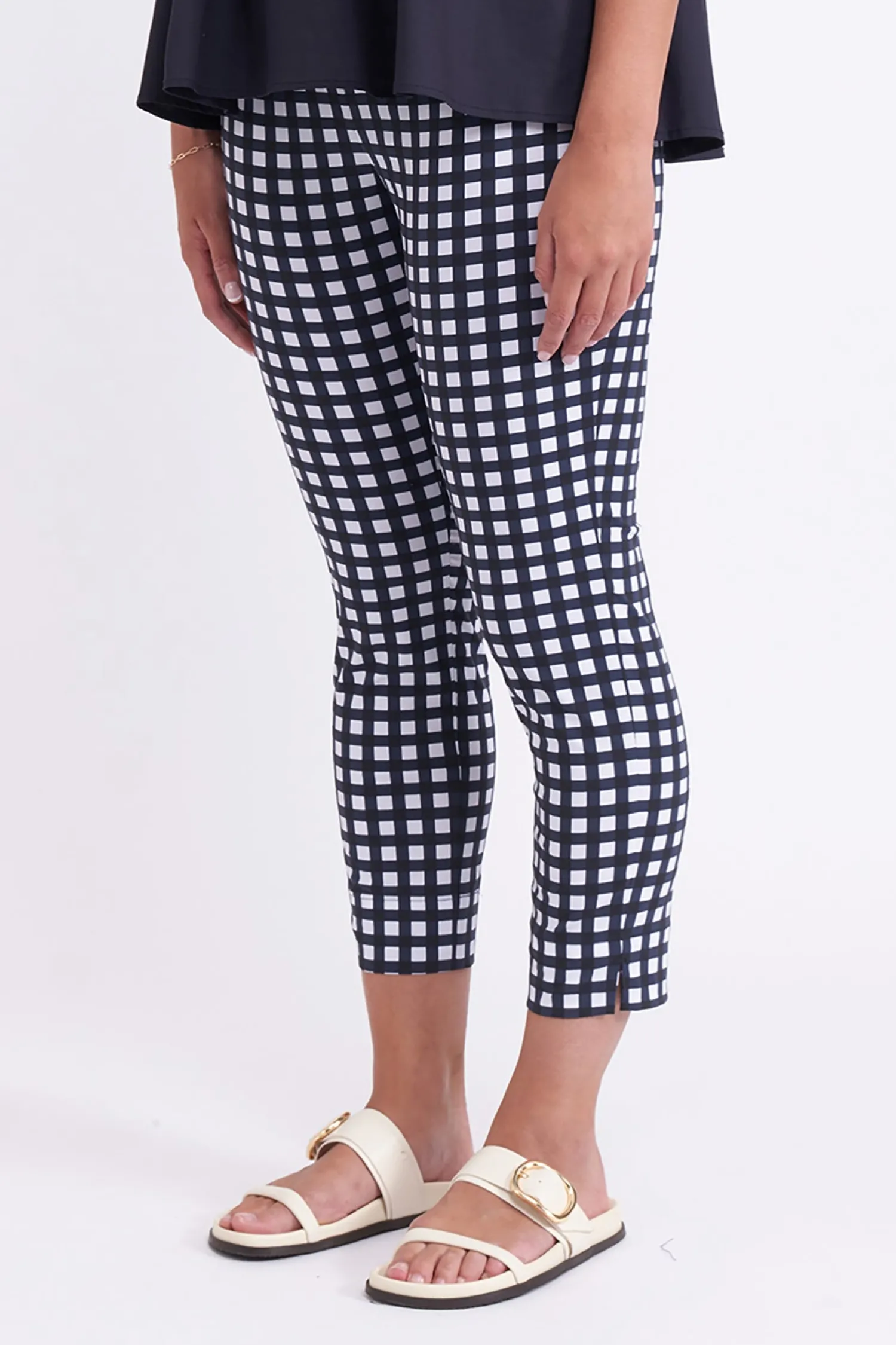 Online Fuss Free Capri - Checker - F6 Ladies Pants