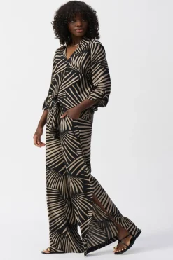 Hot Gauze Tropical Print Top - Black - JR55 Shirts & Tops