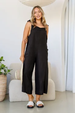 Clearance Gelsa Jumpsuit - Black - FA7 Jumpsuits|Linen Lovers