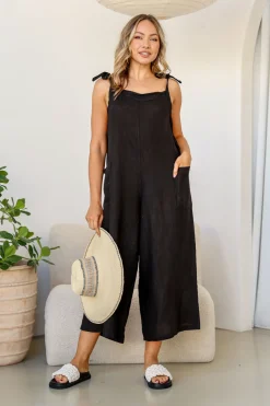 Clearance Gelsa Jumpsuit - Black - FA7 Jumpsuits|Linen Lovers