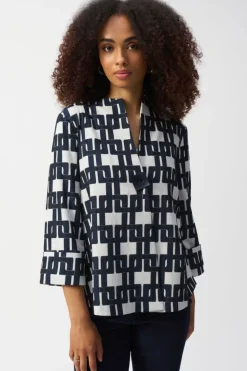 Online Geometric Trapeze Jacket - Off White/Navy - JR37 Coats & Jackets