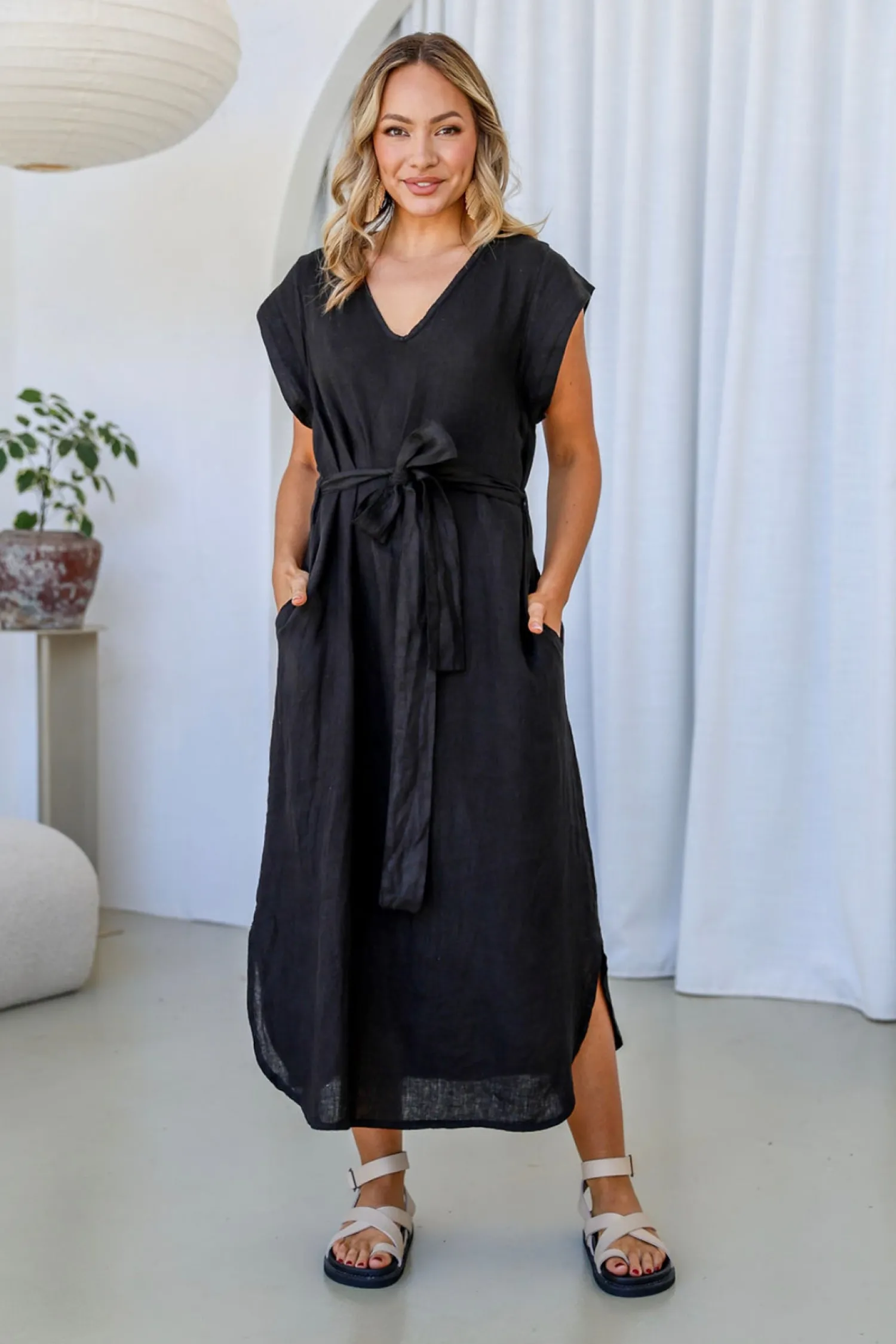 Clearance Giorno Dress - Black - FA30 Linen Lovers|Dresses