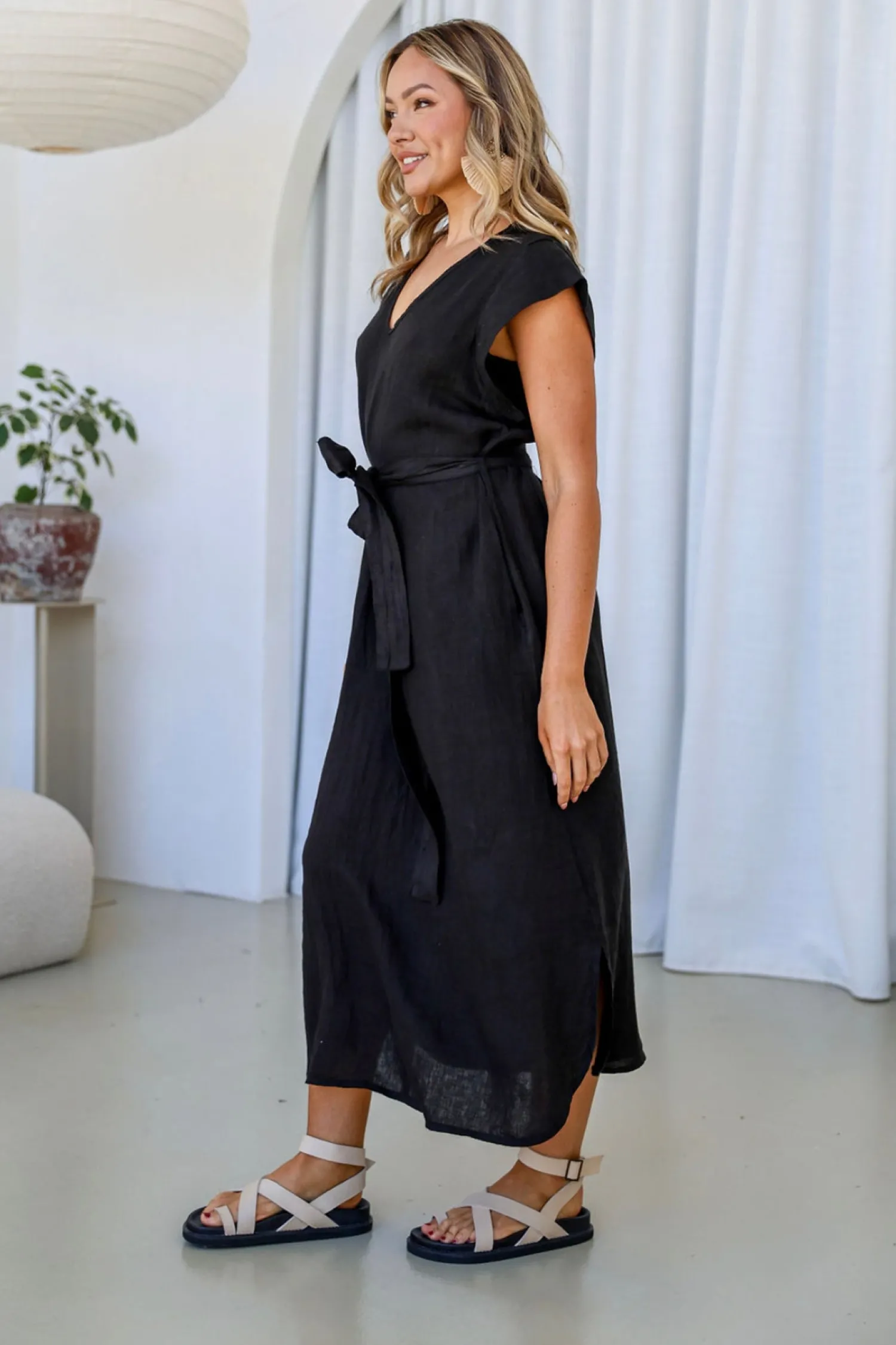 Clearance Giorno Dress - Black - FA30 Linen Lovers|Dresses