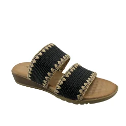 Sale Gister Slide - Black & Beige - LQ5 Wedges|Sandals